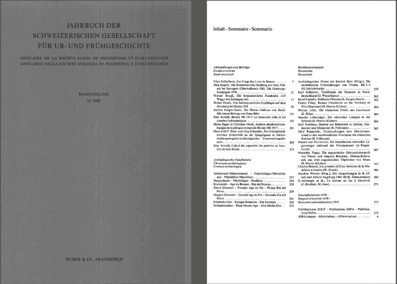 Jahrbuch der Schweizerischen Gesellschaft für Ur- und Frühgeschichte - Band 63
